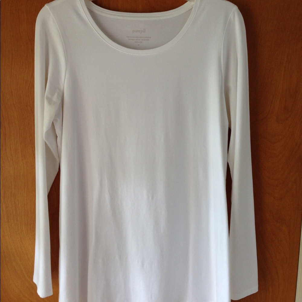 Pure Jill stretch cotton long sleeve tee white M